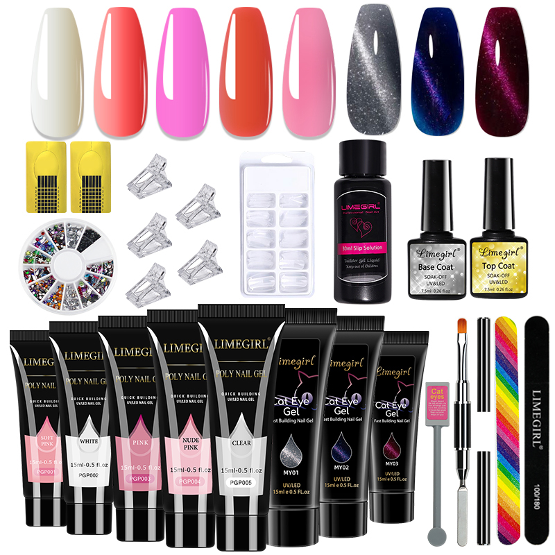 Nail Art Extension Cat Eye - LIMEGIRL Kit de Uñas de 15ml,