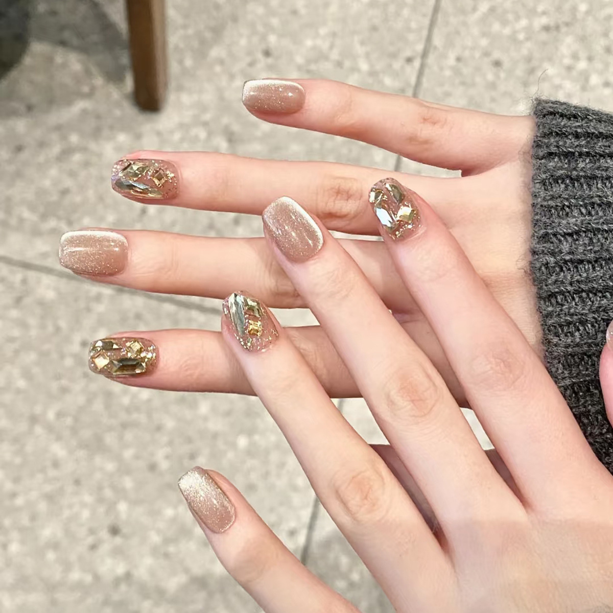 Nail Art Glitter - 24 Uñas Postizas Hechas a Mano
