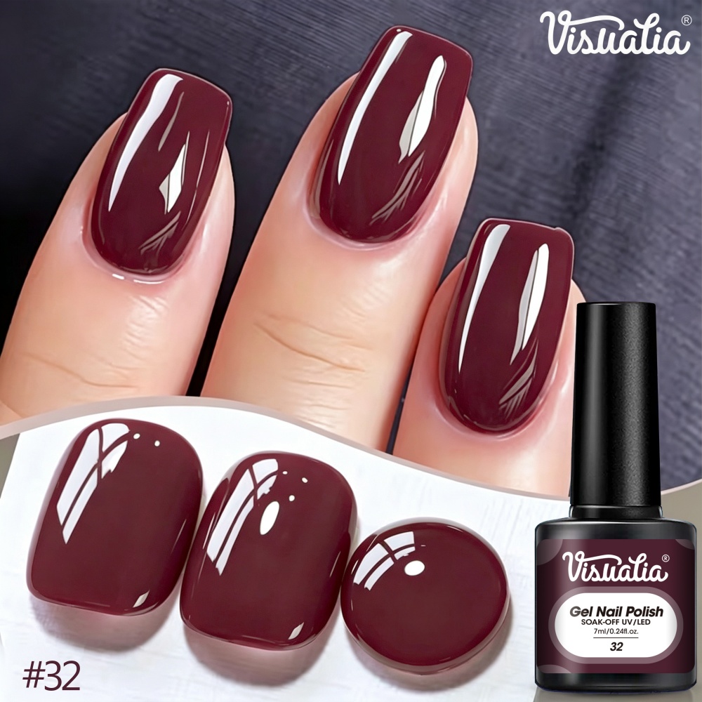 Nail Art Burgundy - Visuatia Gel para Uñas Rojo Borgoña