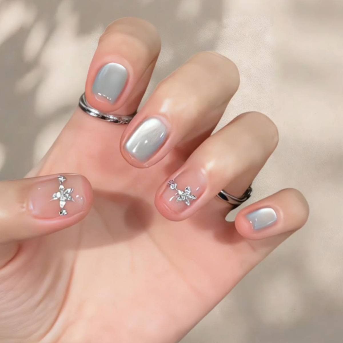 Nail Art Simple - 24 Uds. Uñas Postizas con Efecto