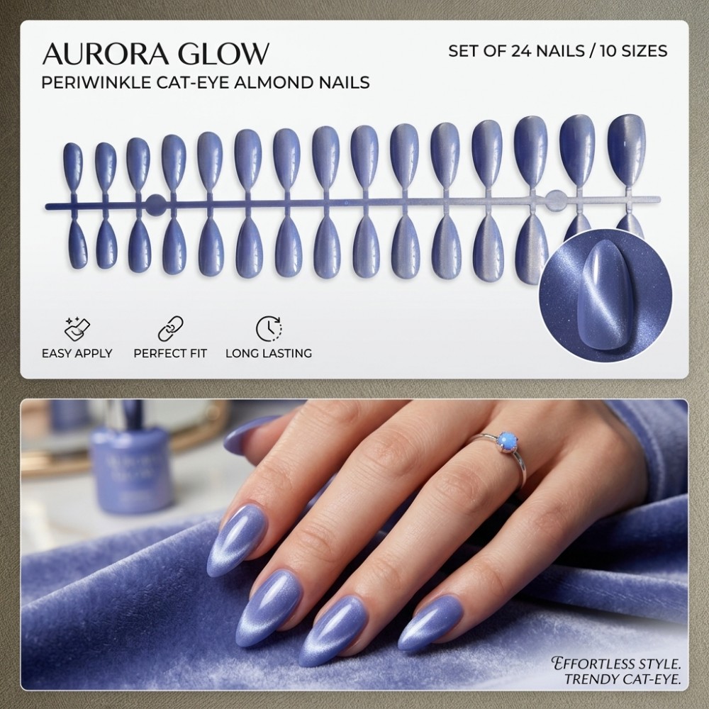 24 Uñas Postizas Cortas Cuadra - Nail Art Extension Cat Eye reseña y precio