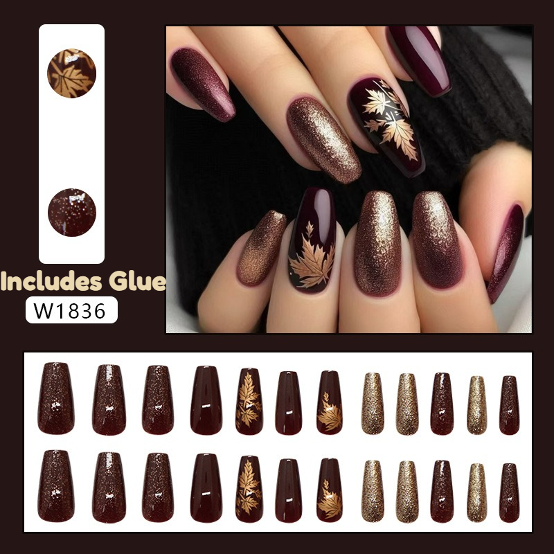 24 Uds. De uñas elegantes con  - Nail Art Burgundy reseña y precio