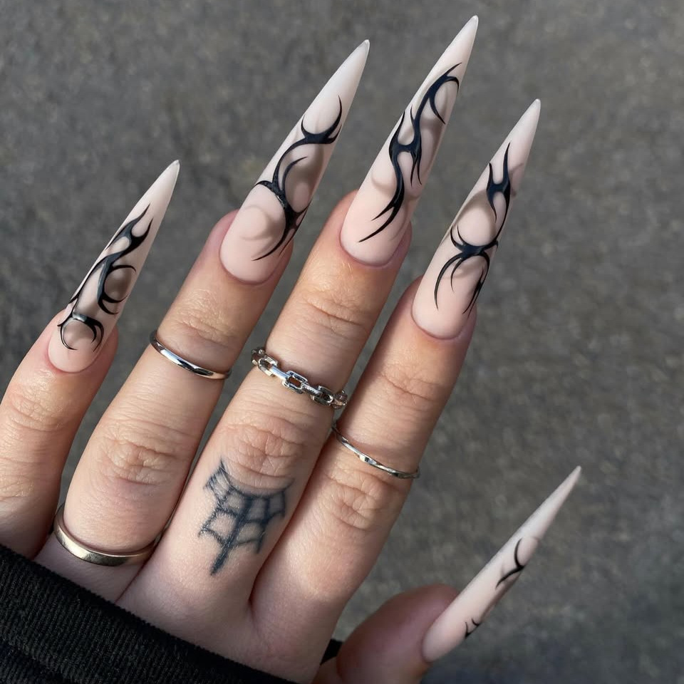 24 Uñas Postizas Largas y Punt - Nail Art Y2K reseña y precio