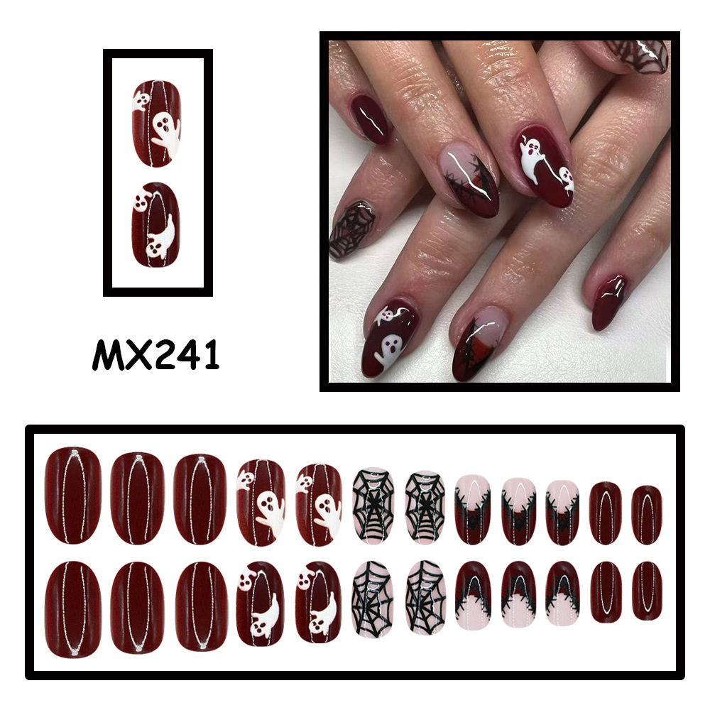 24 Uñas Postizas de Halloween  - Nail Art Burgundy reseña y precio