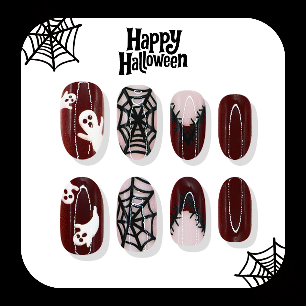 24 Uñas Postizas de Halloween  - Nail Art Burgundy reseña y precio
