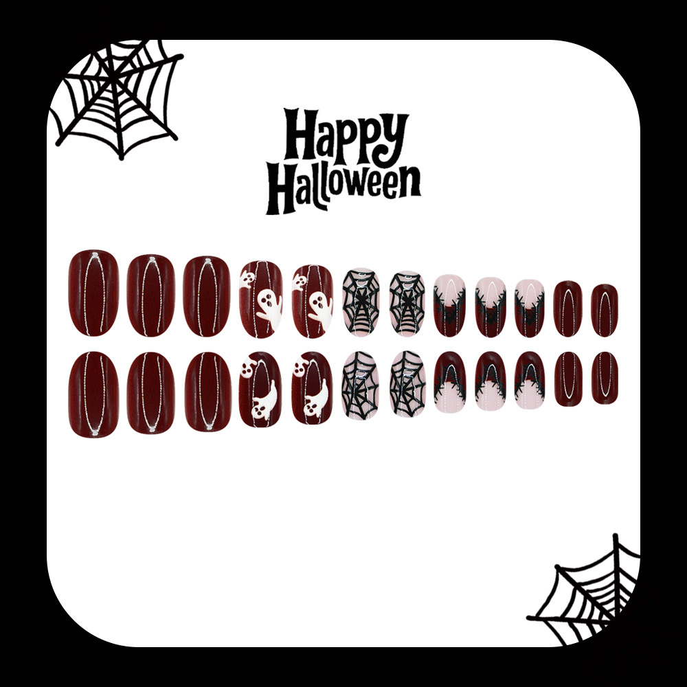 24 Uñas Postizas de Halloween  - Nail Art Burgundy reseña y precio