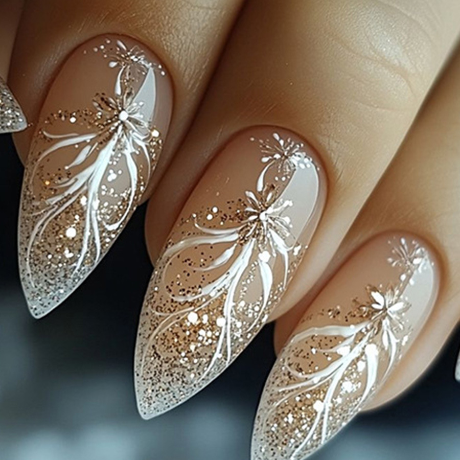 24 unids/set de uñas postizas  - Nail Art Glitter reseña y precio