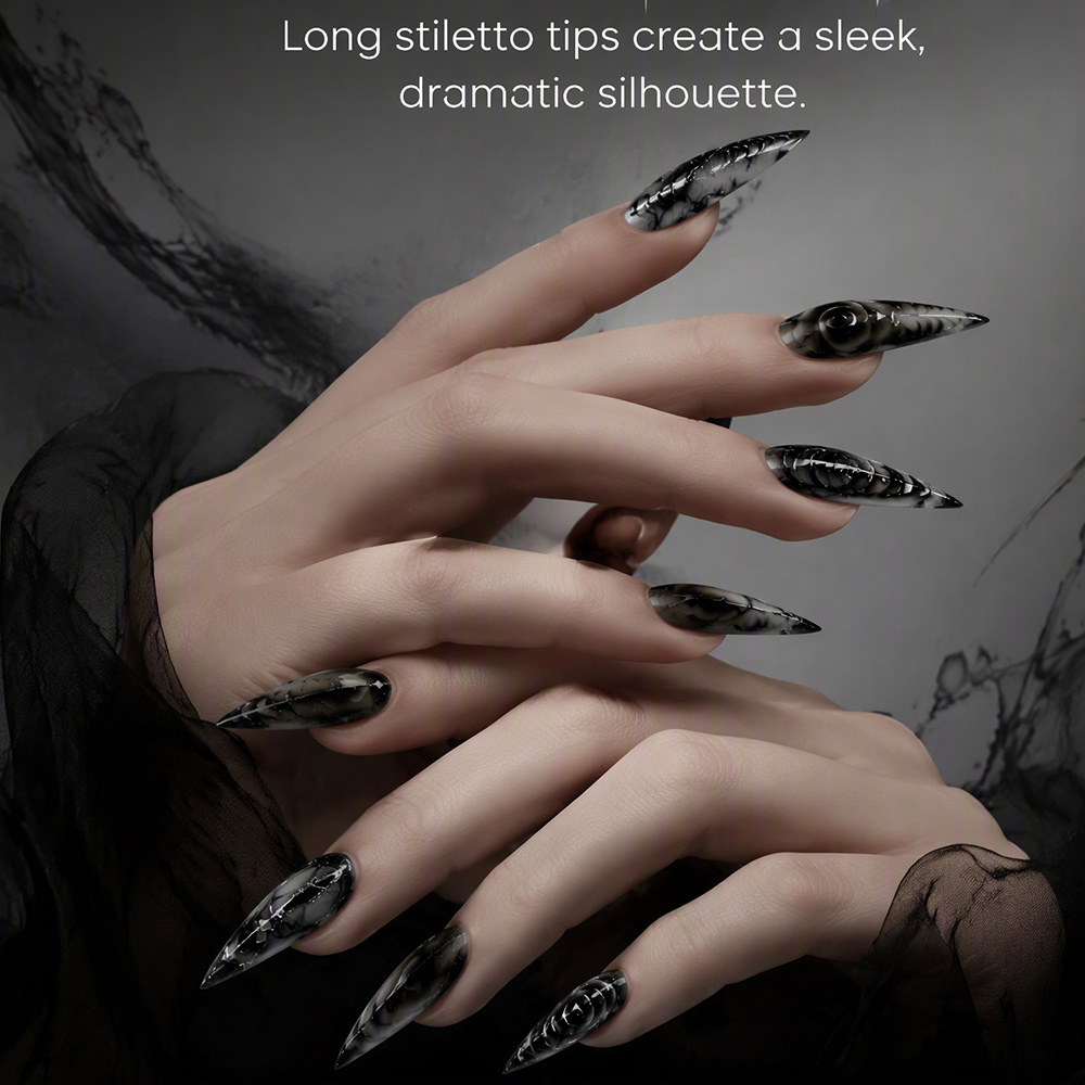 Uñas postizas góticas Stiletto - Nail Art Y2K reseña y precio