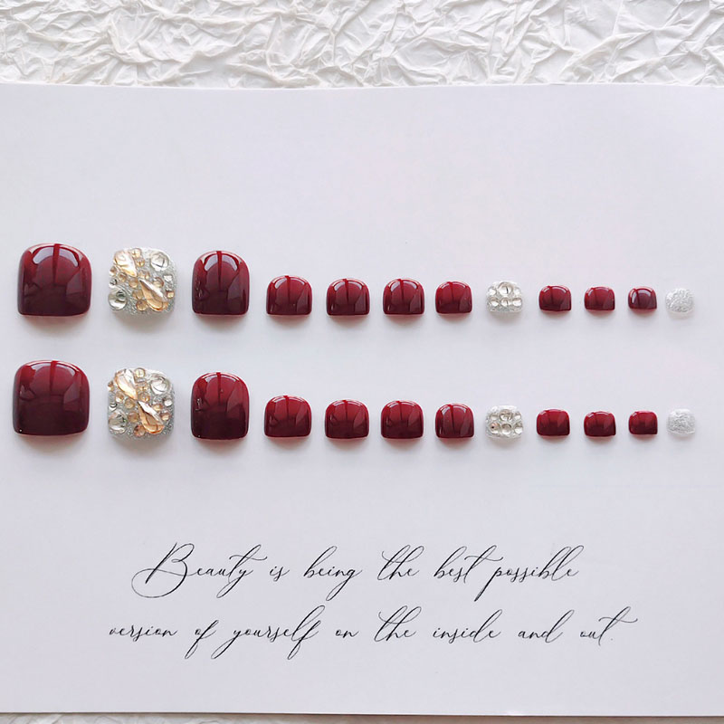 24 Uñas Postizas para Niña, Co - Nail Art Burgundy reseña y precio